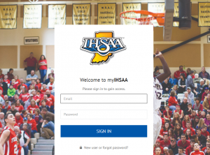 IHSAA custom AMS login screen